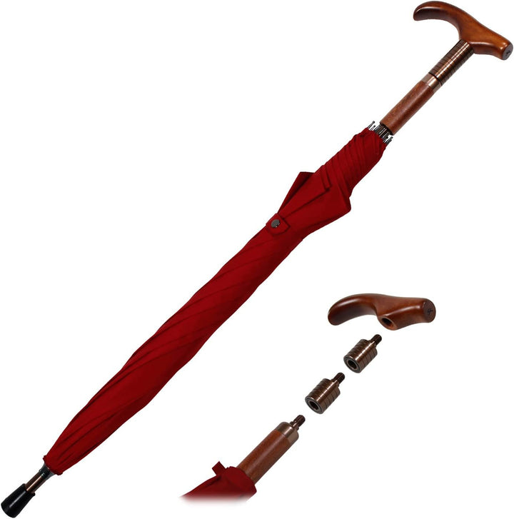 iX-brella Stützschirm höhenverstellbar mit Holzgriff - dunkelrot, Dunkelrot