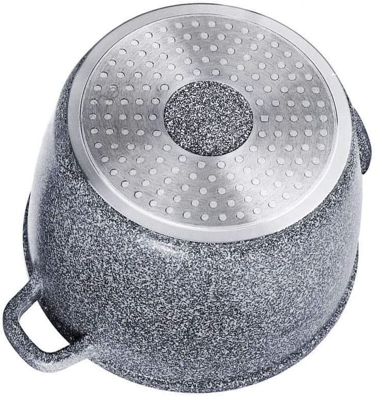 Topf 6,2 L - Robuster Kochtopf mit Deckel mit Aroma-Knopf - Marmorbeschichtung und Keramikbeschichtu