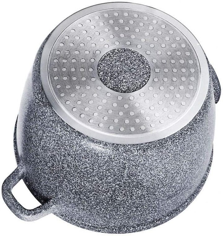 Topf 6,2 L - Robuster Kochtopf mit Deckel mit Aroma-Knopf - Marmorbeschichtung und Keramikbeschichtu