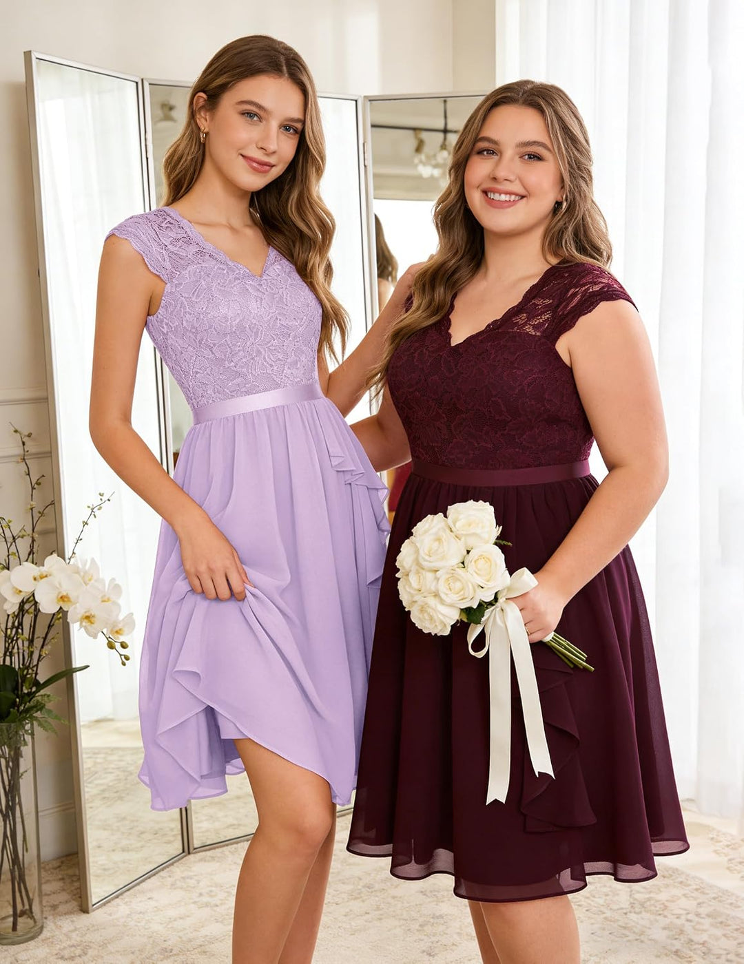 Wedtrend Cocktailkleid Damen Knielang Abendkleid Elegant für Hochzeit Elegant A Linie Rüschenkleid L