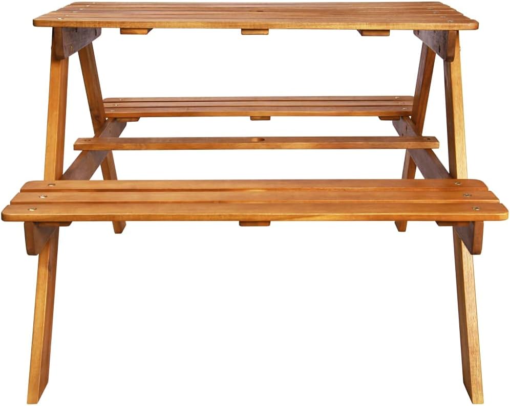 vidaXL Kinder-Picknicktisch mit Sonnenschirm 79x90x60 cm Akazienholz