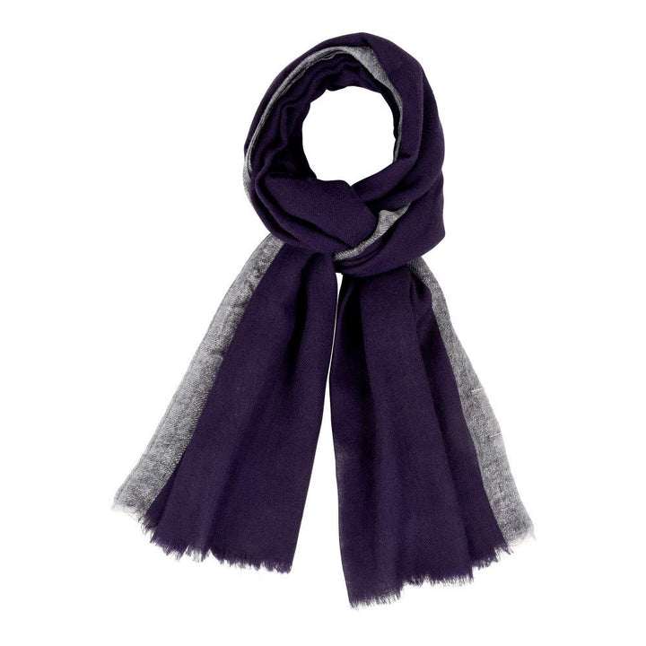 LES POULETTES -Schal 100% Wolle - Marine Blau und Silber Lurex
