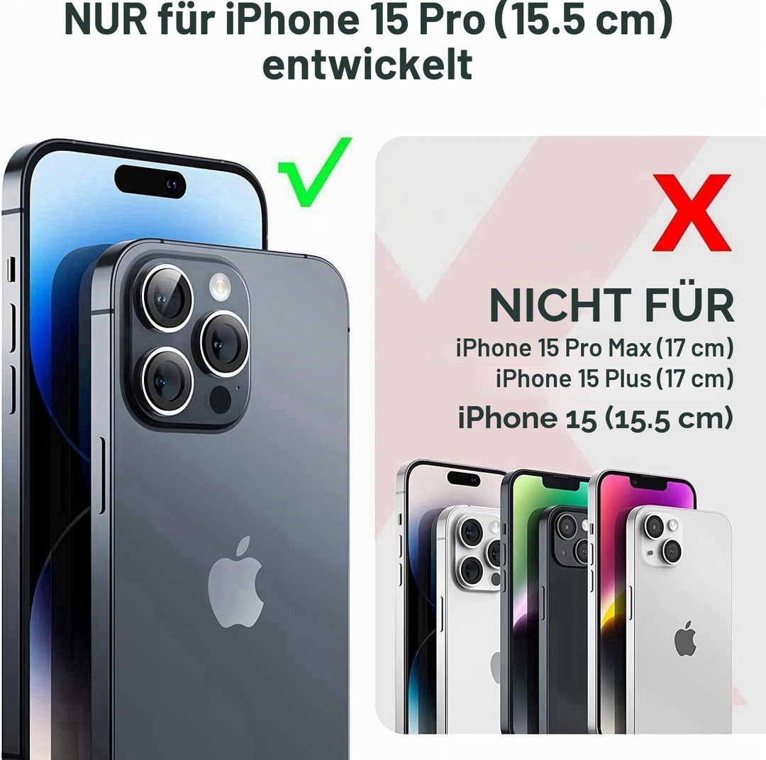 Handykette für iPhone 15 Pro Hülle mit Band - Necklace Handyhülle - Transparente Case zum Umhängen m
