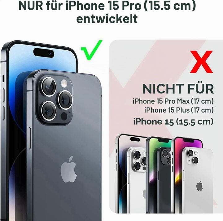 Handykette für iPhone 15 Pro Hülle mit Band - Necklace Handyhülle - Transparente Case zum Umhängen m