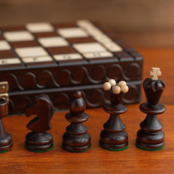 Schachbrett mit Figuren | Master of Chess Schachspiel Holz Braun | Chess Set 35cm | Schachbrett Holz