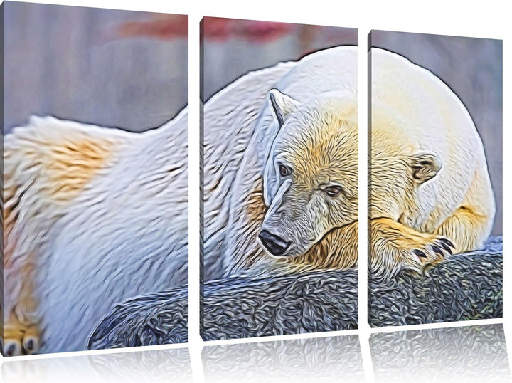 schlafender Eisbär Spezial 3-Teiler Leinwandbild 120x80 Bild auf Leinwand, XXL riesige Bilder fertig