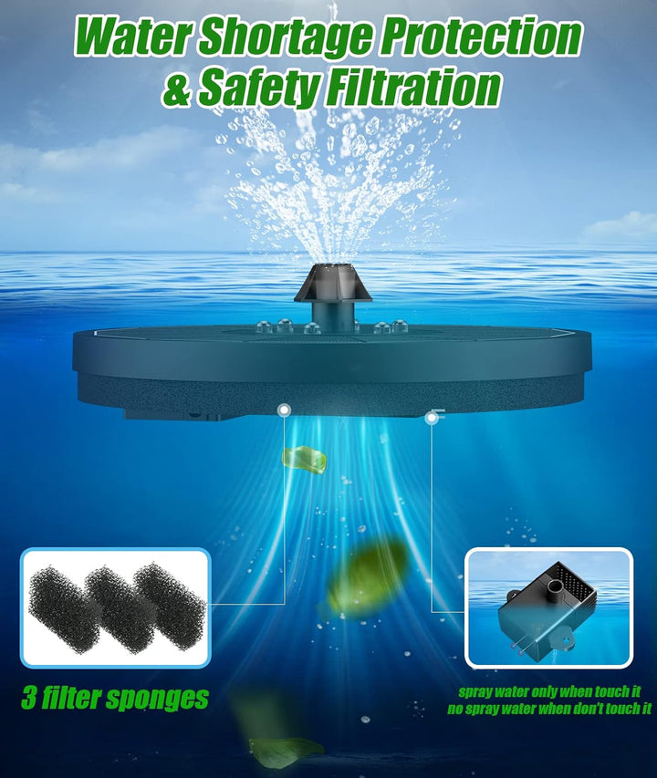 SZMP Solar Springbrunnen für aussen 100% Glas 2023 Upgraded,3.5W Solar Teichpumpe mit 8 Effekte Sola