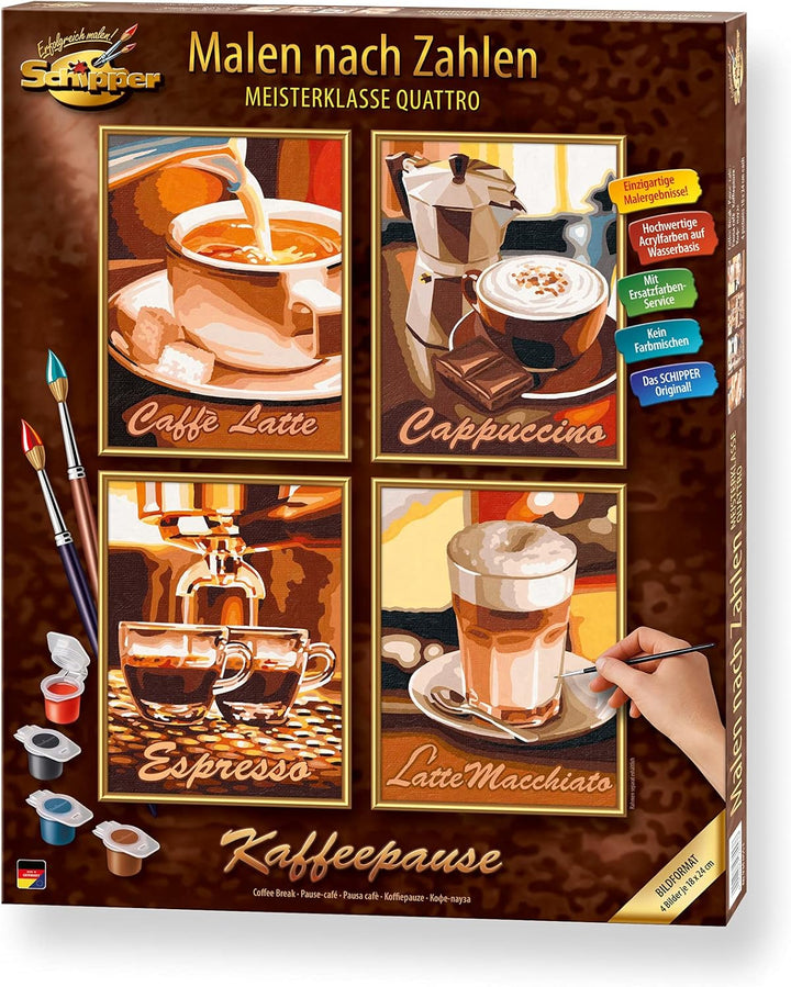 Schipper 609340553 Malen nach Zahlen, Kaffeepause - Bilder malen für Erwachsene, inklusive Pinsel un