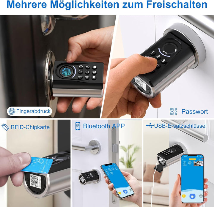 WELOCK ToucA51 Fingerabdruck Passwort Türschloss, Elektronisches Fingerabdruck Pin Code Schloss mit
