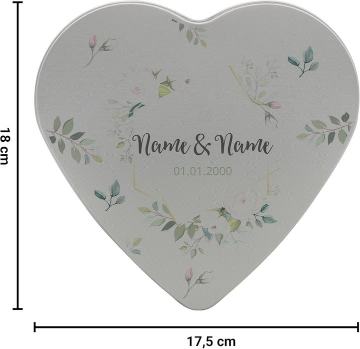 printplanet® - Herzdose personalisiert - Herzdose mit eigenem Namen selbst gestalten - Motiv: Floral