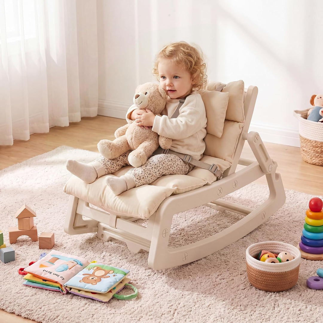 COSTWAY 2 in 1 Babywippe, Baby Schaukelstuhl mit verstellbarer Rücklehne, waschbarem Kissen &amp; Sicher