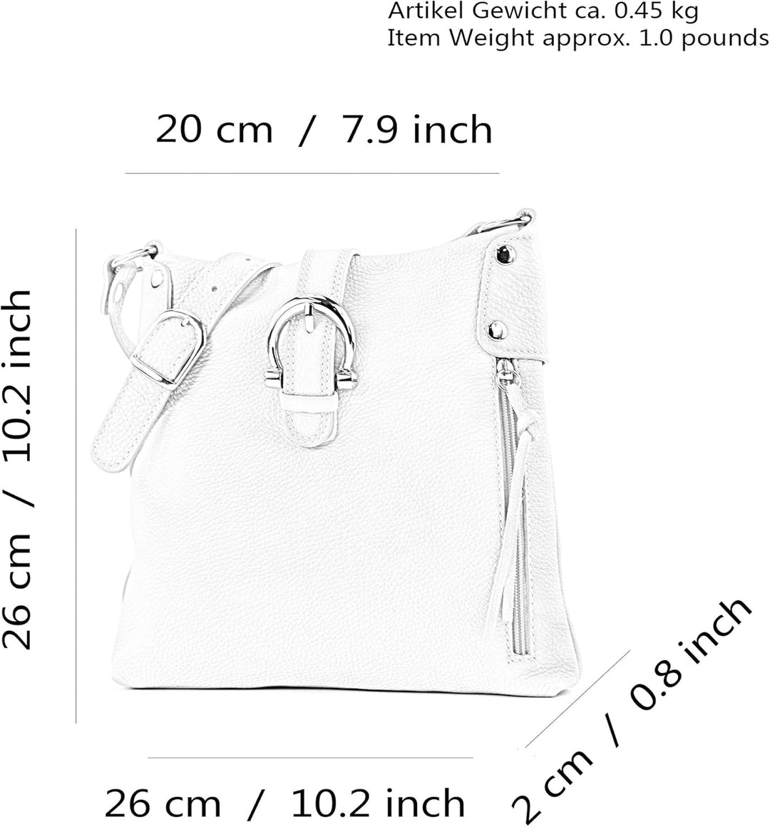 modamoda de -T04 - ital Umhängetasche Schultertasche aus Leder Dark Chocolate, Dark Chocolate