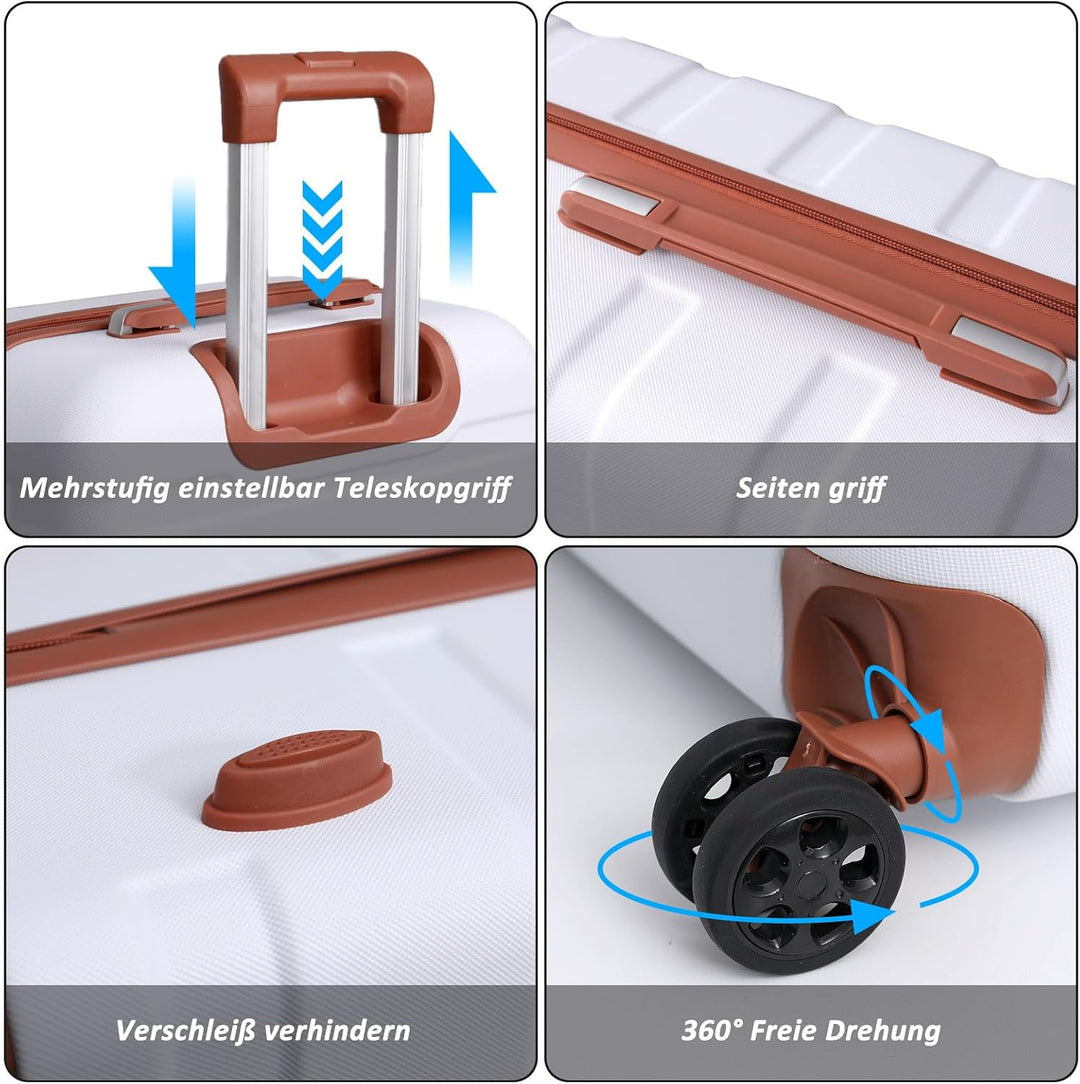 TANTOMI Kofferset 3-teilig, ABS Hartschalenkoffer Set, Reisekoffer Set mit Rollen, Gepäck-Sets (20/2