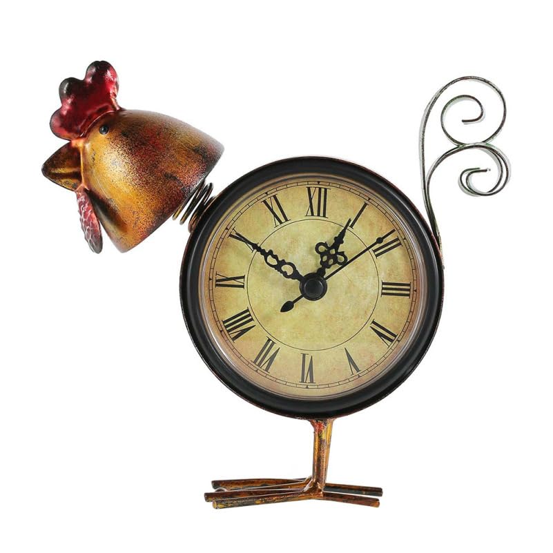 Garneck Retro Kaminuhr Mit Pendel – Vintage Tischuhr Im Römischen Stil Mit Hahn Figuren - Stille Qua