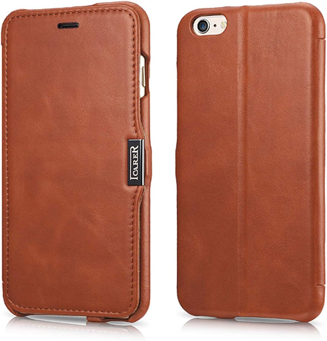 ICARER Hülle passend für Apple iPhone 6S Plus und iPhone 6 Plus (5,5 Zoll), Handyhülle mit echtem Le