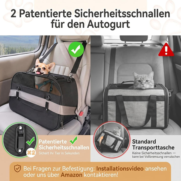 A 4 PET Transportbox Katze, Hundetasche Flugzeug für Kabine/Auto, Leicht Hunde Flugtasche mit Sicher