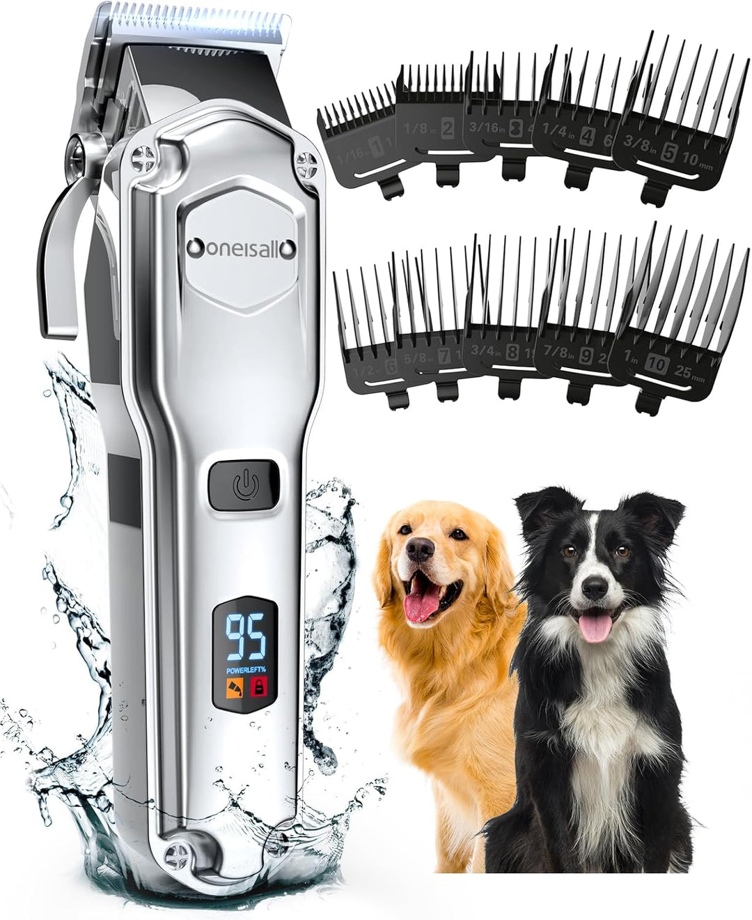 oneisall Hundeschermaschine Dickes Fell IPX6 Wasserdichtes Schermaschine Hund langhaar für Grosser H