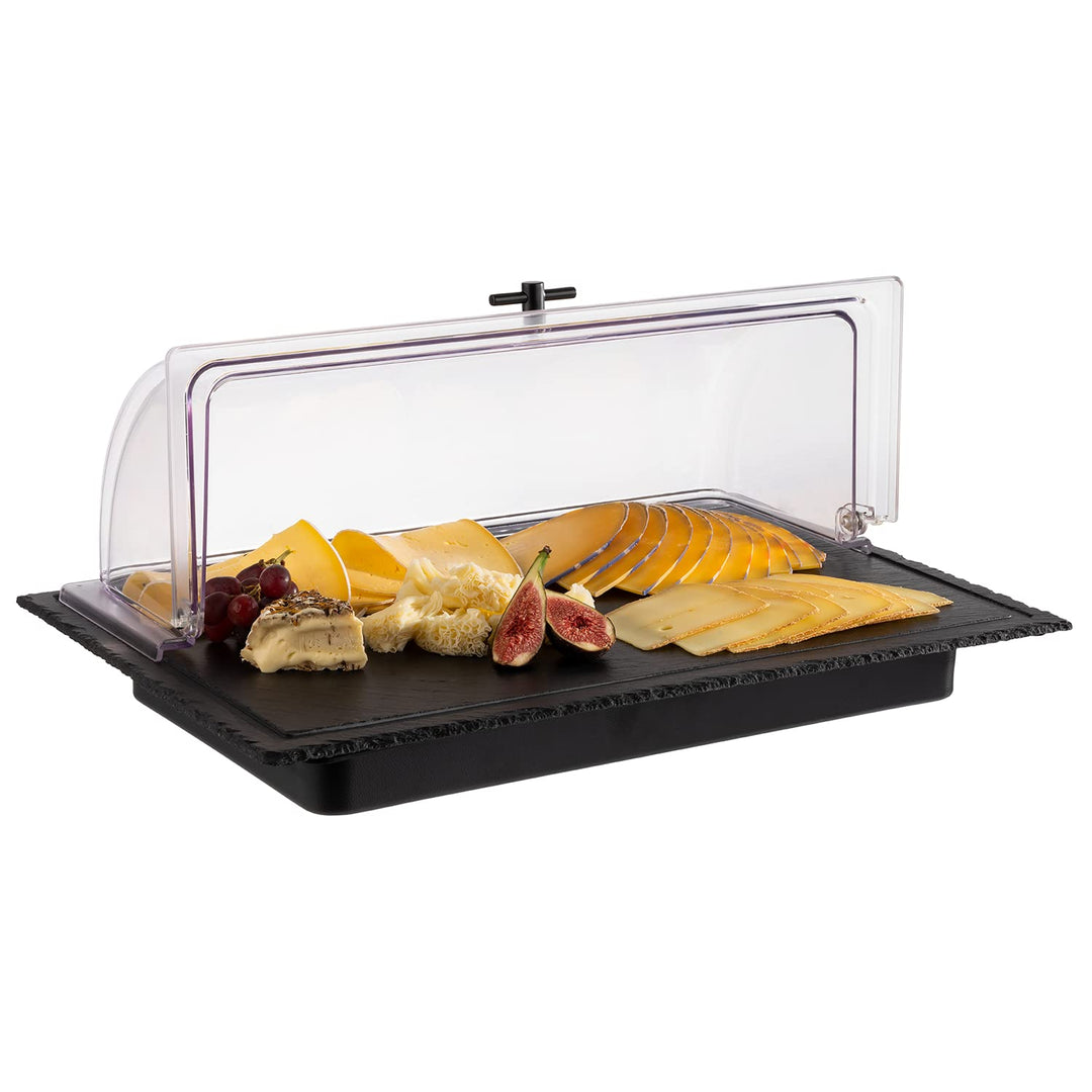 APS 11645 Kühlplatte SLATE, 3-teilig, Naturschieferplatte mit Behälter und 1x Kühlakku, 58,0 x 38,0