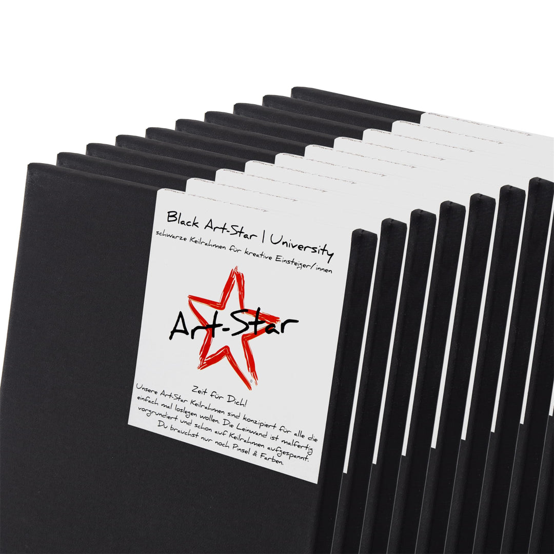 Art-Star 20x University Black KEILRAHMEN 20x20 cm | Schwarze Leinwände auf Keilrahmen 20x20 cm | Lei