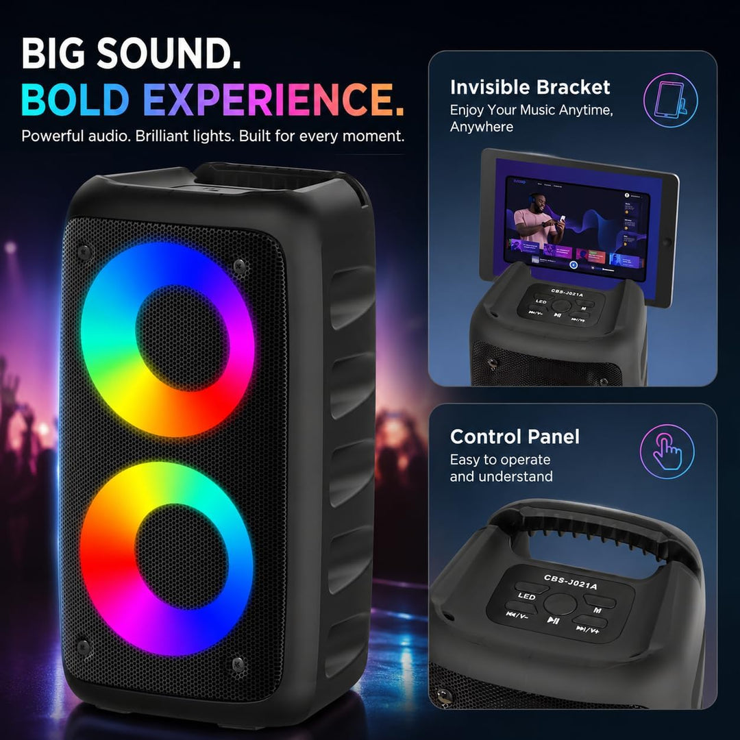 Karaoke Machine for Adults Kids,Colorful LED Lights, Portable Bluetooth Speaker with 1 Wired Mic Sup