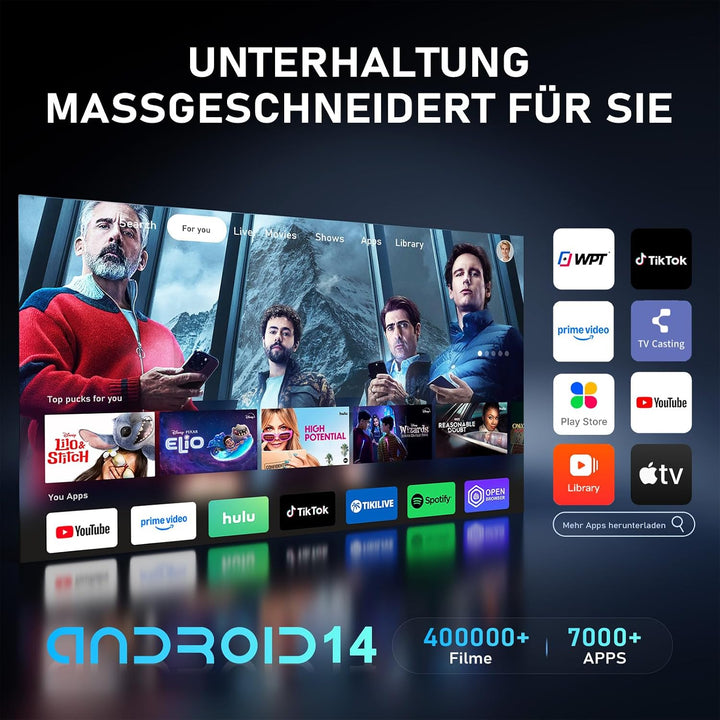 [Mini Beamer &amp; Offizielle Lizenzierte App] XuanPad White Smart Beamer 4K Unterstützung 25000 Lumen m