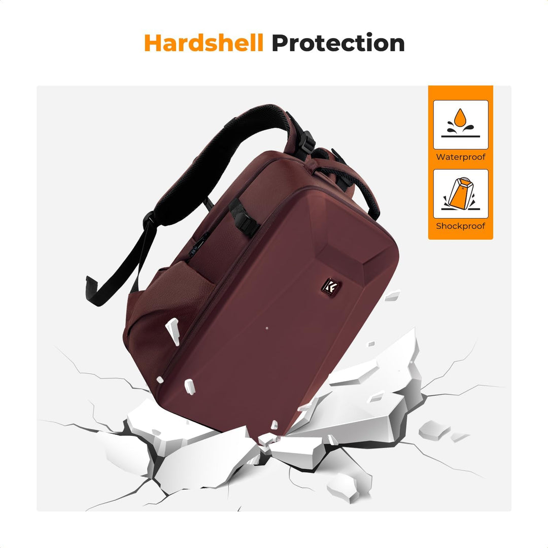 K&F CONCEPT Kamerarucksack Fotorucksack mit Hartschale Kameratasche mit 15,6-Zoll-Laptopfach und Reg