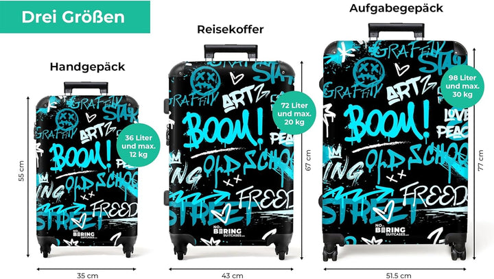NoBoringSuitcases.com® Koffer XL Gross 77x51.5x28 cm Hartschale Reisekoffer 4 Rollen Leicht Koffer T