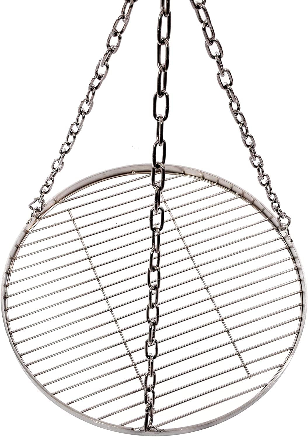 WiMi Grillrost Ø 55 cm mit Kette Edelstahl Grillstabdicke 4 mm Stababstand 10 mm für Schwenkgrill BB