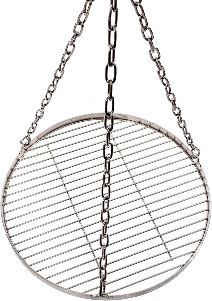 WiMi Grillrost Ø 55 cm mit Kette Edelstahl Grillstabdicke 4 mm Stababstand 10 mm für Schwenkgrill BB