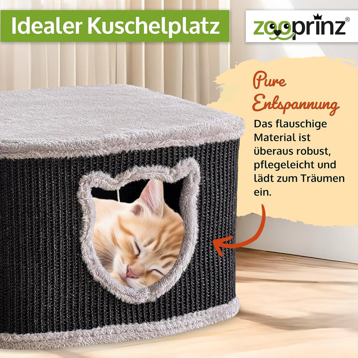 zooprinz Premium Katzenhaus – Katzenkorb für Katze – mit dicken Sisal Wänden an der Katzenbox – Höhl