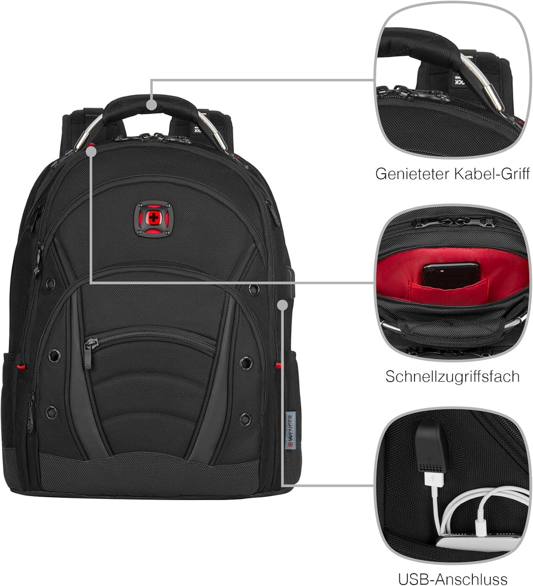WENGER Synergy Deluxe Laptop-Rucksack mit Tabletfach, Notebook 14 bis 16 Zoll, Tablet bis 10 Zoll, O