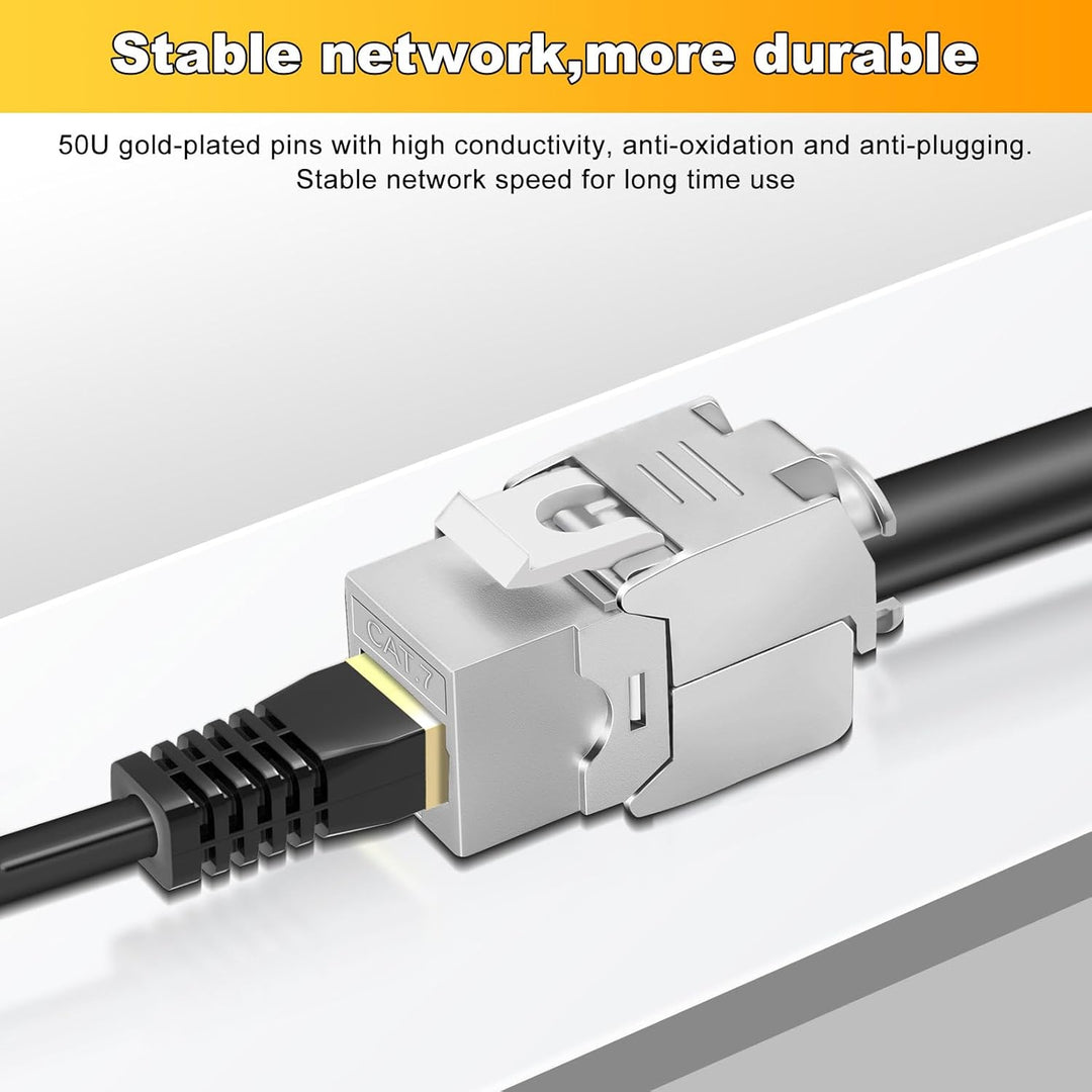 8x CAT 7 Keystone RJ45 Modul Buchse LAN Kabel 10 Gbit/s bis 1000 MHz AWG 22-24 werkzeuglos LSA vollg