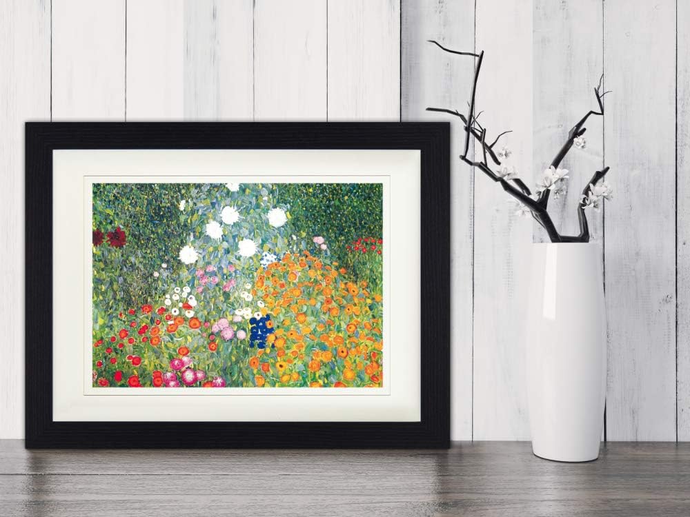 1art1 Gustav Klimt Poster Blumengarten, 1906-08 Gerahmtes Bild Mit Edlem Passepartout | Wand-Bilder
