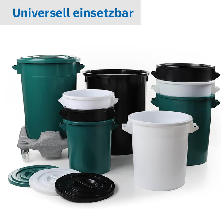 50 Liter Kunststofftonne mit Griffen + Deckel, stapelbar, Stabiler Eimer, Plastiktonne, Rundbehälter