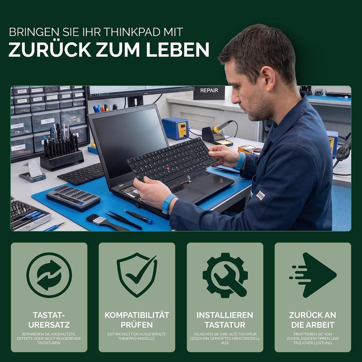 TellusRem ersatztastatur Deutsche Nicht Hintergrundbeleuchtung für Lenovo Thinkpad T570 T580 P51s P5