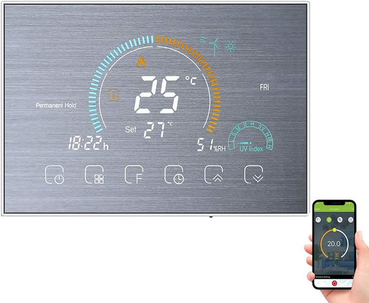 Kavolet Wi-Fi Smart Programmierbarer Thermostat für Wasser-/Gaskessel mit UV-Index/Feuchtigkeitsanze