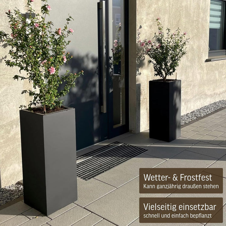VIVANNO Pflanzkübel Blumenkübel Übertopf Säule Fiberglas Anthrazit Block 75x30x30, 75x30x30 cm Anthr