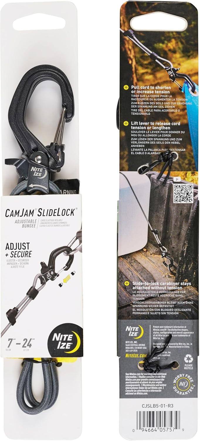CamJam™ SlideLock® Verstellbares Bungee - Klein, Schwarz