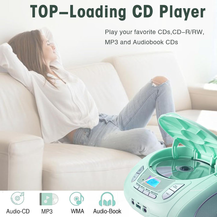 Kompakter Radio-CD-Player mit Bluetooth, FM-Radio, USB, AUX, Kopfhöreranschluss, CD-R/RW- und MP3-CD