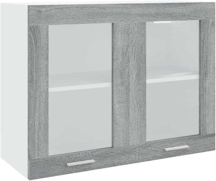 INLIFE Hängeschrank Glas Grau Sonoma 80x31x60 cm Holzwerkstoff,Grau,20.8KG