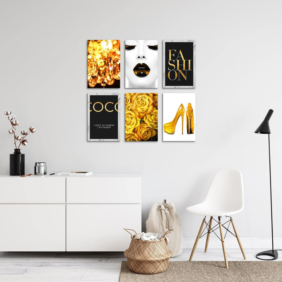 Novart Wandbilder Set - KOMPLETT AUFHÄNGFERTIG - Made in Germany - Moderne Bilder Fashion Wohnzimmer