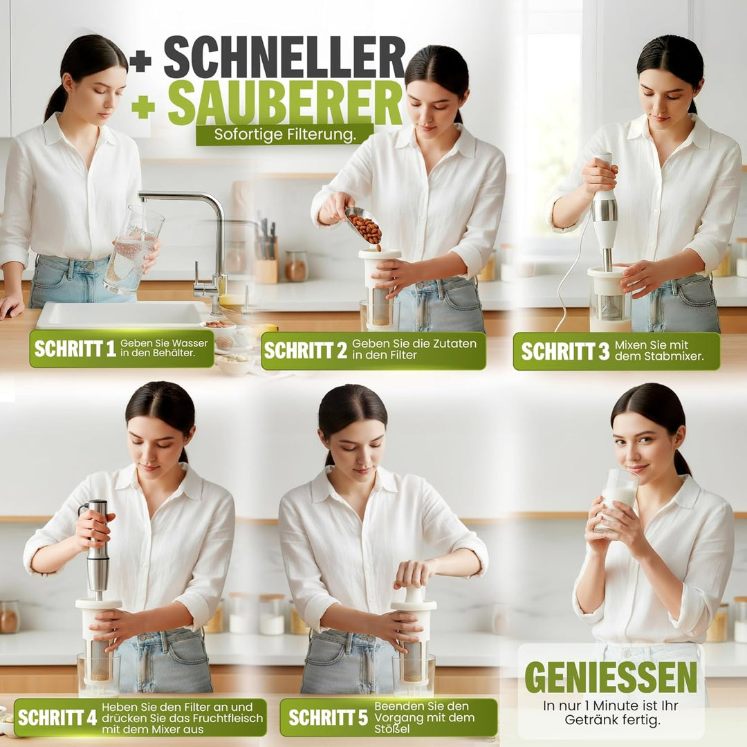 Vegan Milker CLASSIC by Chufamix, multifunktionales Filtersieb - hausgemachte Pflanzenmilch, burmesi