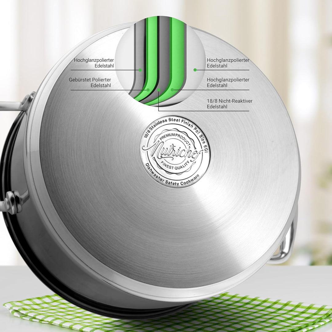 NutriChef NCSP20 Edelstahl-Suppentopf – 18/8 lebensmittelechter Edelstahl, strapazierfähig, Induktio