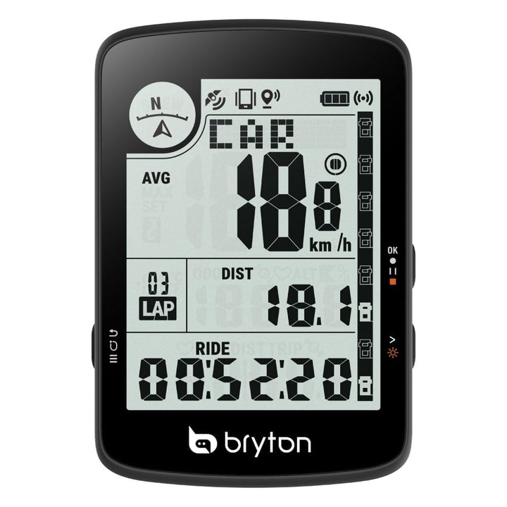 Bryton Rider 17 3,0 Zoll LCD Bildschirm Drahtloses GPS Fahrradcomputer, kompatibel mit Fahrrad Radar