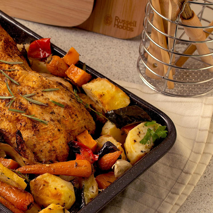 Russell Hobbs Romano Tiefer Bräter 36 cm – Spülmaschinenfeste Ofenform mit Antihaftbeschichtung, rec