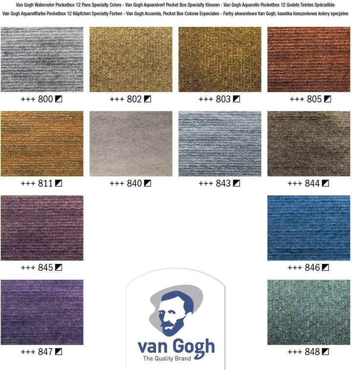 Royal Talens Talens Van Gogh Aquarell Pocket Box Metallic Edition mit 12 halben Schalen