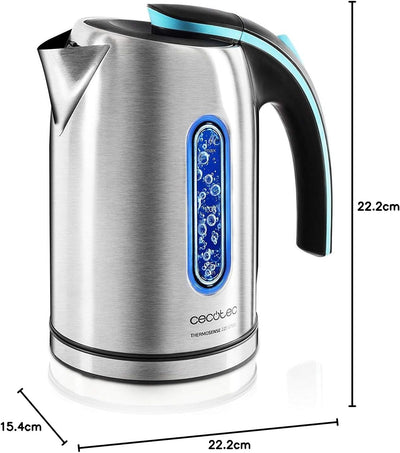 Cecotec elektrischer Wasserkocher TermoSence 220 STeel, 1.2 Liter, BPA-frei, rostfreier Stahl, Anti-