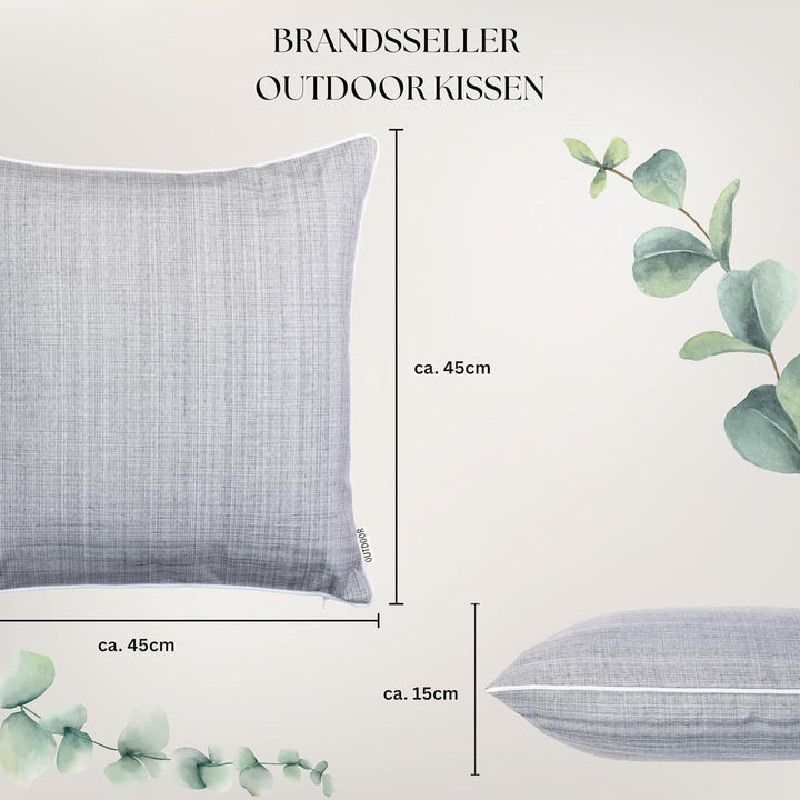 Brandsseller Outdoor Garten Kissen Dekokissen mit Paspel - Leinenoptik Uni Schmutz- und Wasserabweis