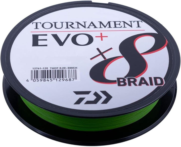 Daiwa Tournament X8 Braid EVO+ 135m Chartreuse geflochtene Angelschnur 135m/0.26mm, 135m/0.26mm