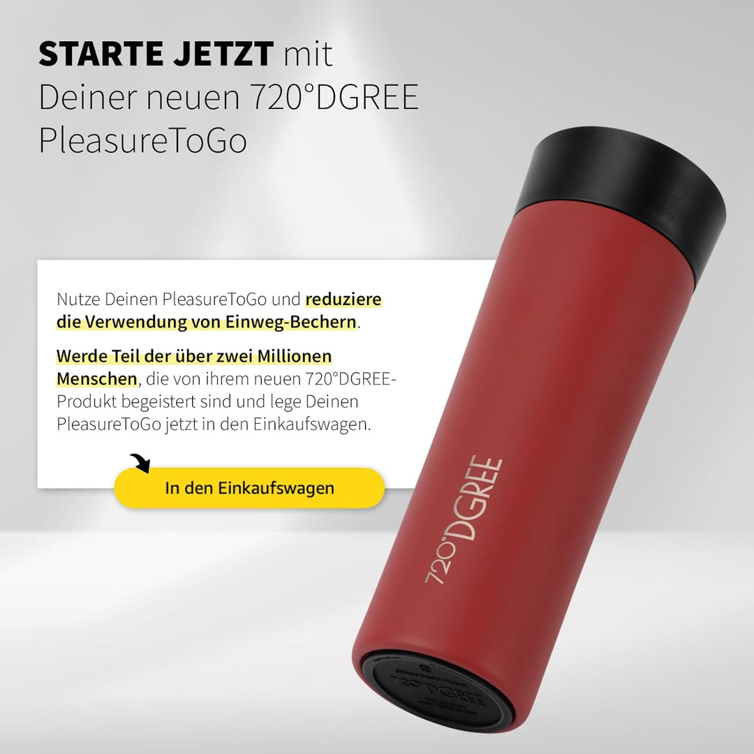 720°DGREE Thermobecher 210ml “PleasureToGo 2.0” - 3 Grössen, 3h Heiss, 6h Kalt, Auslaufsicher, BPA-F
